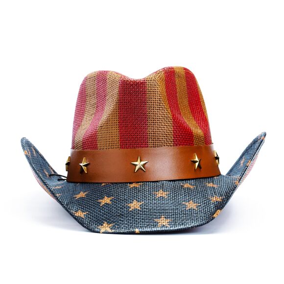 7813 American Flag Patriotic Western Straw Cowboy Hat For Men And Women